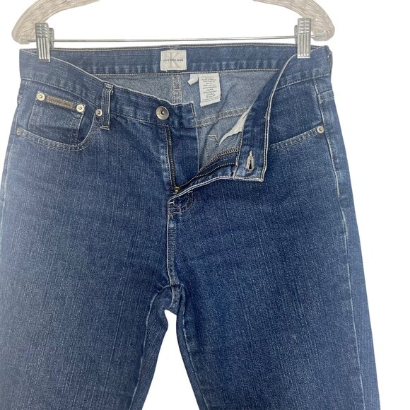 Calvin Klein Lean Cuffed Jeans Womens Size 10 Dark Wash Cropped - Picture 5 of 10